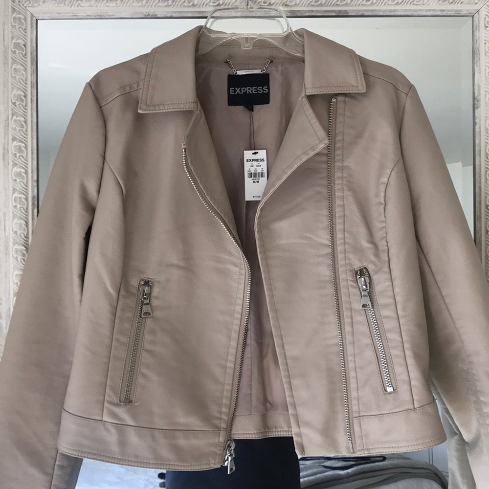 Express cream colored leather jacket